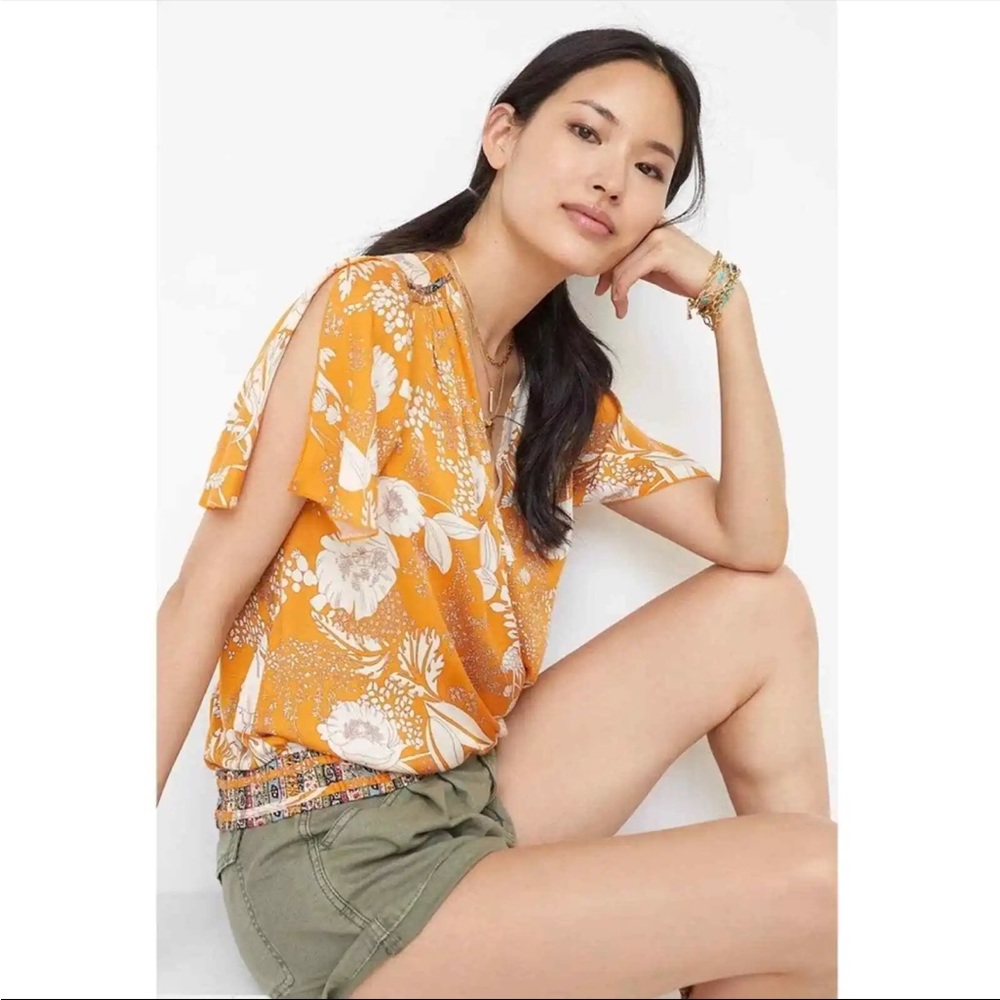 anthropologie // tiny floral surplice top size small